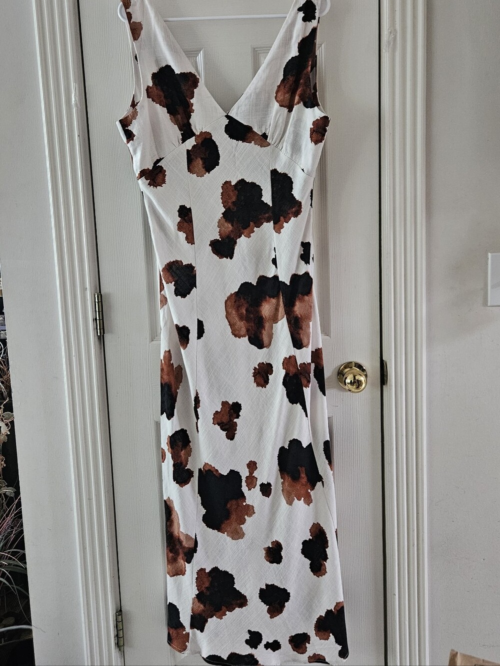 Paper Heart Animal Print Maxi Dress, Linen Blend, EC, Sz Lg